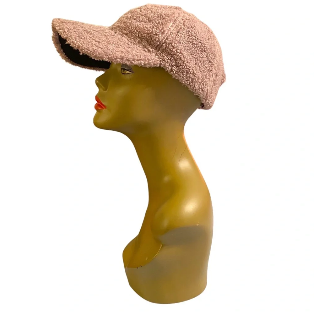 Pale Pink plush Furry Ball Cap Hat